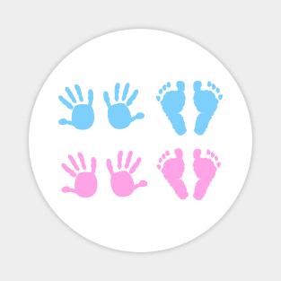 Baby girl, baby boy hand and foot print Magnet